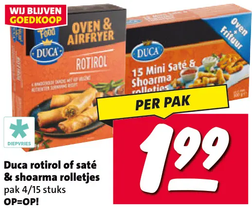 Aanbieding: Rotirol of saté & shoarma rolletjes