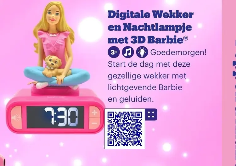Promotie: Digitale Wekker en Nachtlampje met 3D Barbie