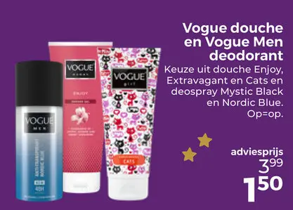 Aanbieding: Vogue douche en Vogue Men deodorant