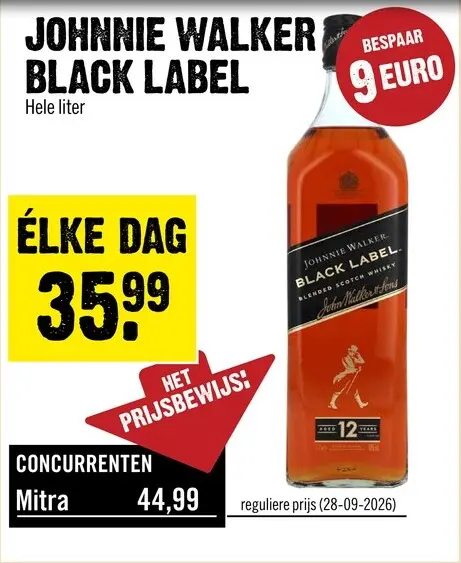 Aanbieding: Johnnie Walker Black Label 12 Years Whisky 100 cl