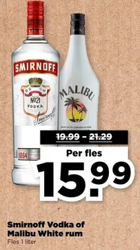 Aanbieding: Smirnoff Vodka of Malibu White rum