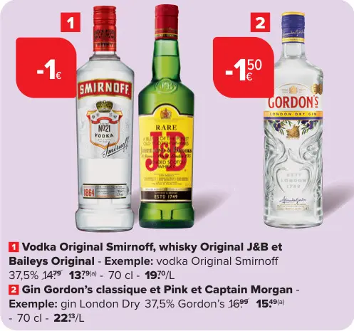 Offre: Vodka, whisky, gin ou pink