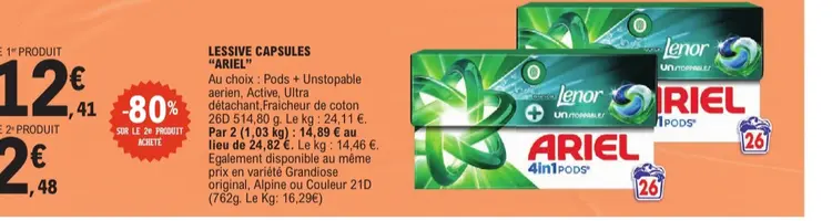 Offre: Lessive capsules "ARIEL"