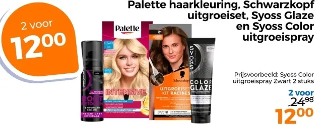 Aanbieding: Palette haarkleuring, Schwarzkopf uitgroeiset, Syoss Glaze en Syoss Color uitgroeispray