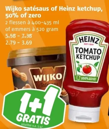 Aanbieding: Wijko satésaus of Heinz ketchup
