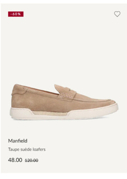Aanbieding: Manfield Taupe suède loafers