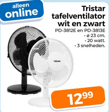 Aanbieding: Tristar tafelventilator wit en zwart