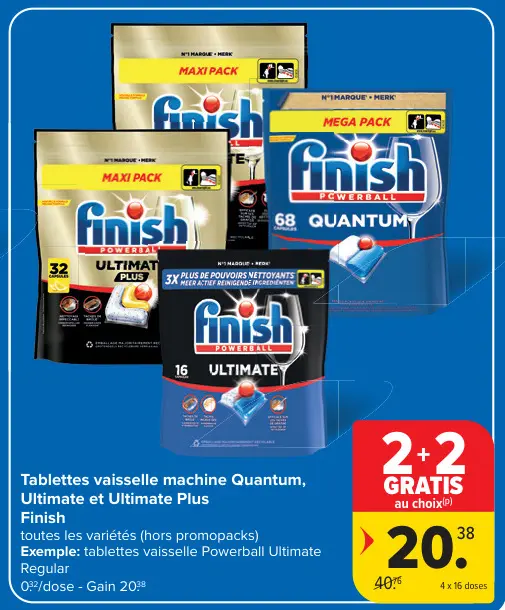 Offre: Tablettes vaisselle machine Quantum, Ultimate et Ultimate Plus