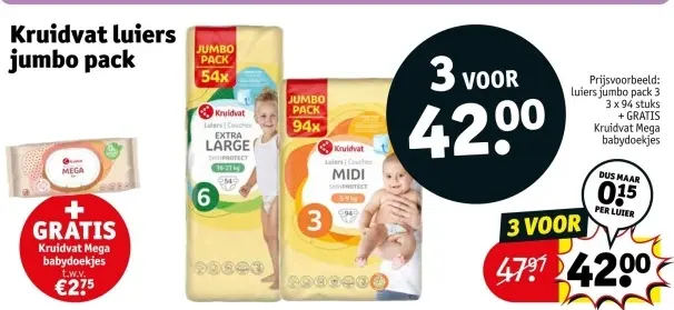 Aanbieding: Kruidvat luiers jumbo pack