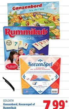 Aanbieding: Ganzenbord, Keezenspel of Rummikub