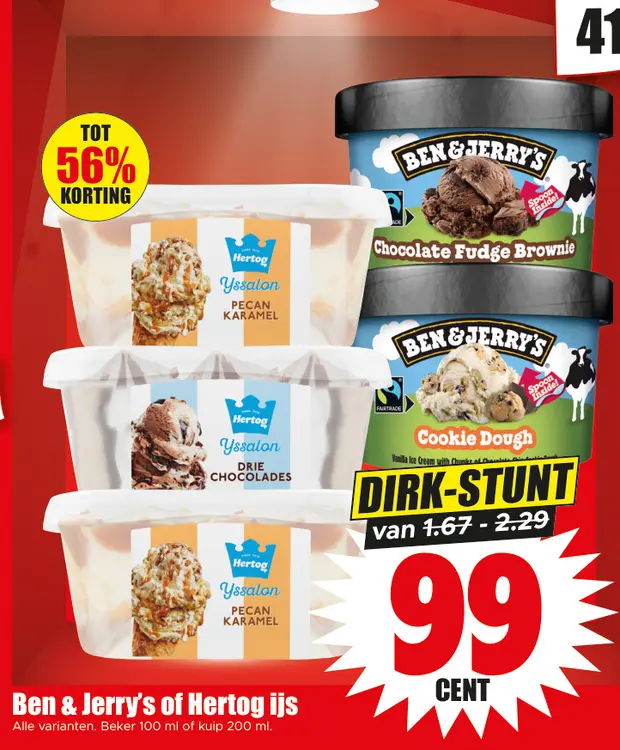 Aanbieding: Ben & Jerry's of Hertog ijs