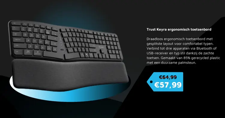 Aanbieding: Trust Keyra ergonomisch toetsenbord