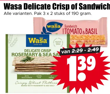 Aanbieding: Wasa Delicate Crisp of Sandwich
