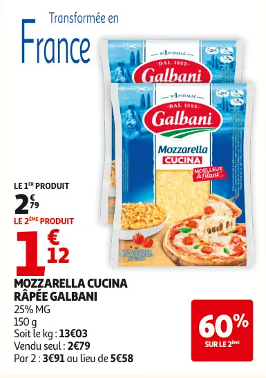 Promotie: Mozzarella cucina râpée