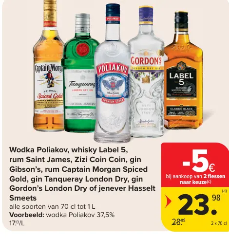 Promotie: Wodka Poliakov, whisky Label 5, rum Saint Jam