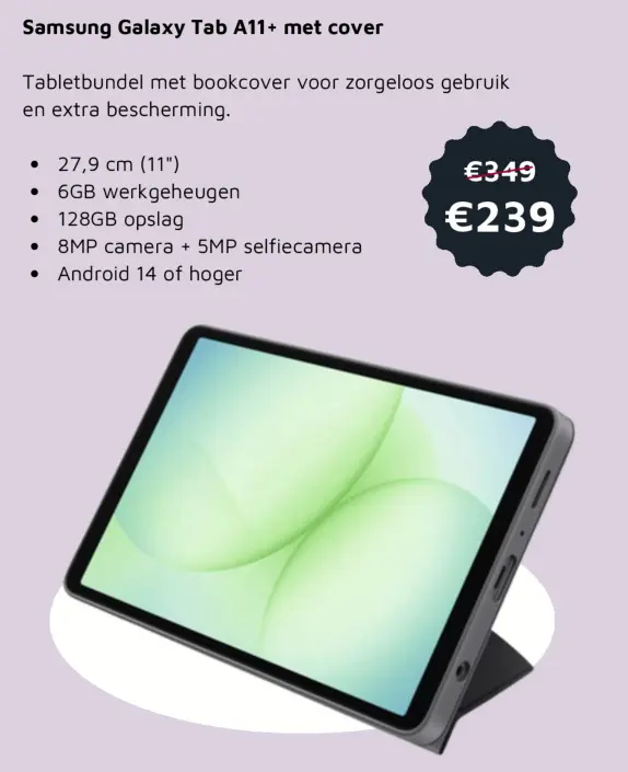 Aanbieding: Samsung Galaxy Tab A11+ met cover