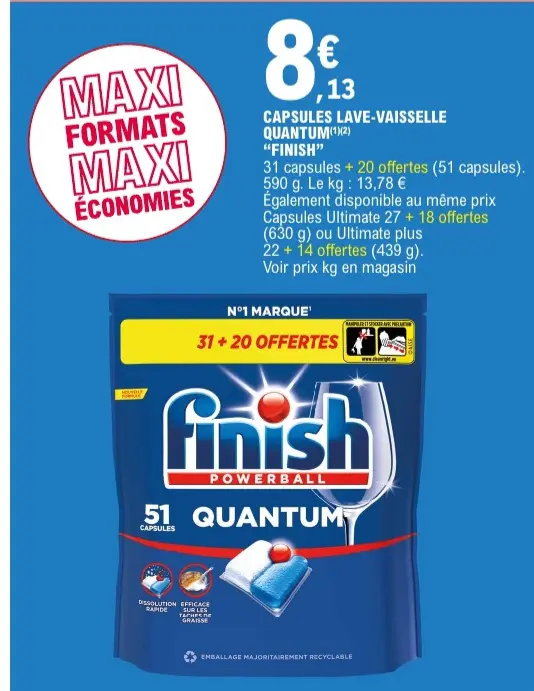 Offre: Capsules lave-vaisselle Finish Quantum