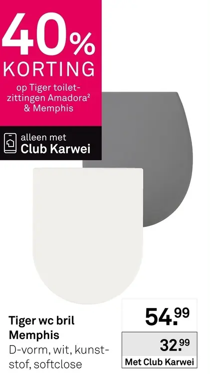 Aanbieding: Tiger wc bril Memphis