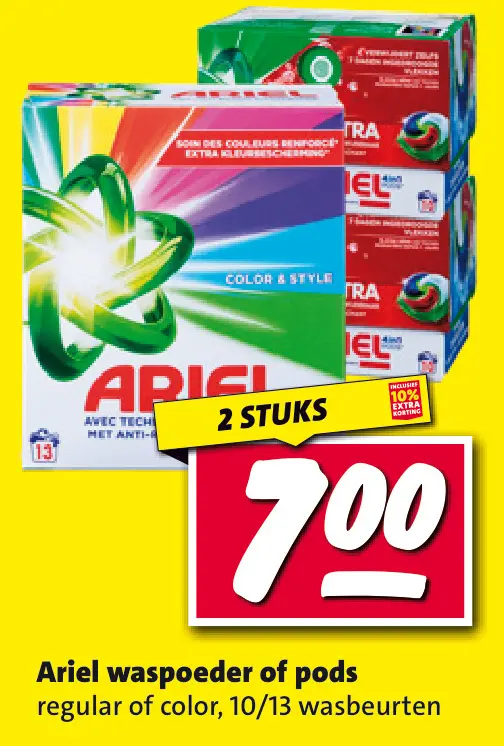 Aanbieding: Ariel waspoeder of pods