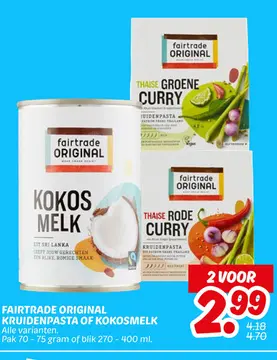 Aanbieding: FAIRTRADE ORIGINAL KRUIDENPASTA OF KOKOSMELK