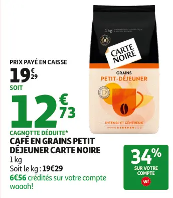 Offre: Café en grains petit déjeuner