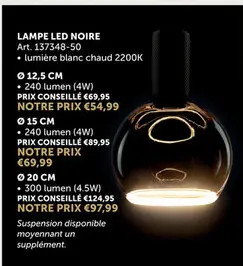 Offre: Lampe led noire