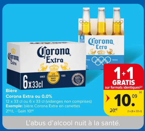 Offre: Bière Corona Extra ou 0,0%