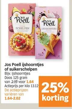 Aanbieding: Jos Poell ijshoorntjes of suikerschelpen