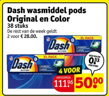 Aanbieding: Dash wasmiddel pods Original en Color