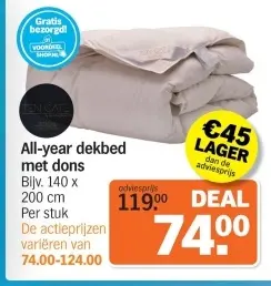 Aanbieding: All-year dekbed met dons