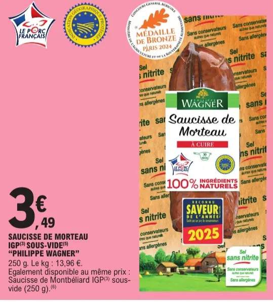 Promotie: Saucisse de morteau igp sous-vide