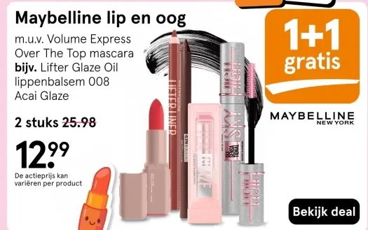 Aanbieding: Maybelline lip en oog