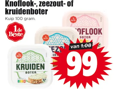 Aanbieding: Knoflook-, zeezout- of kruidenboter