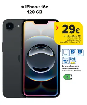 Offre: iPhone 16e 128 GB