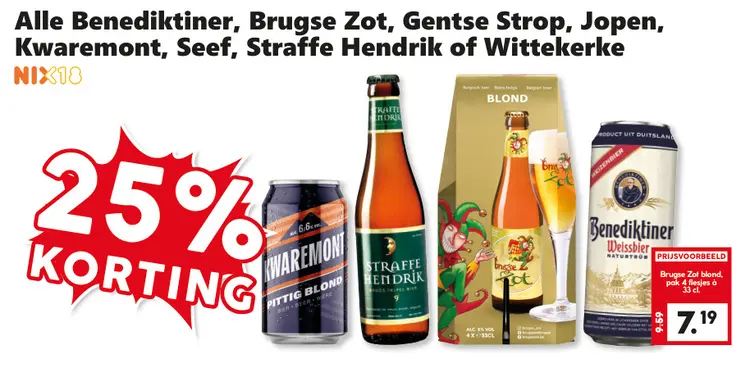 Aanbieding: Alle Benediktiner, Brugse Zot, Gentse Strop, Jopen, Kwaremont, Seef, Straffe Hendrik of Wittekerke