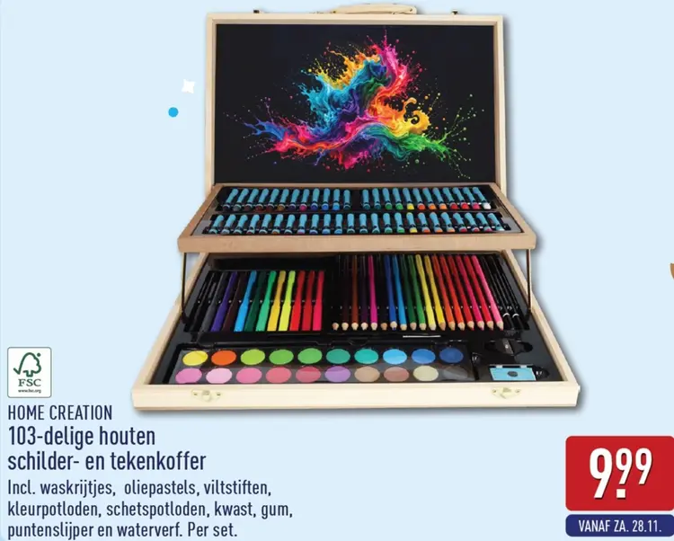Aanbieding: Houten schilder- en tekenkoffer