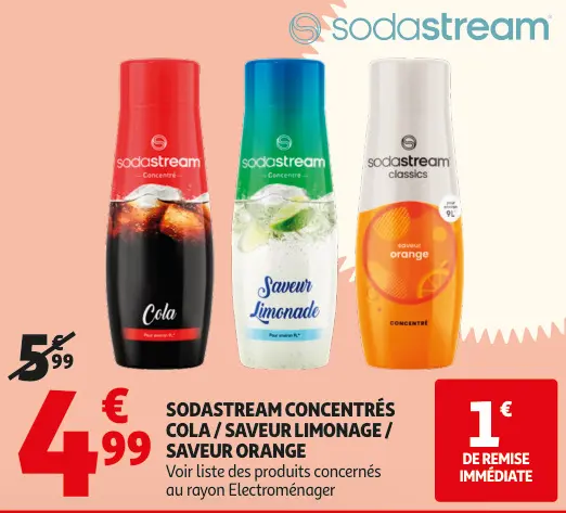 Offre: Sodastream concentrés cola / saveur limonade