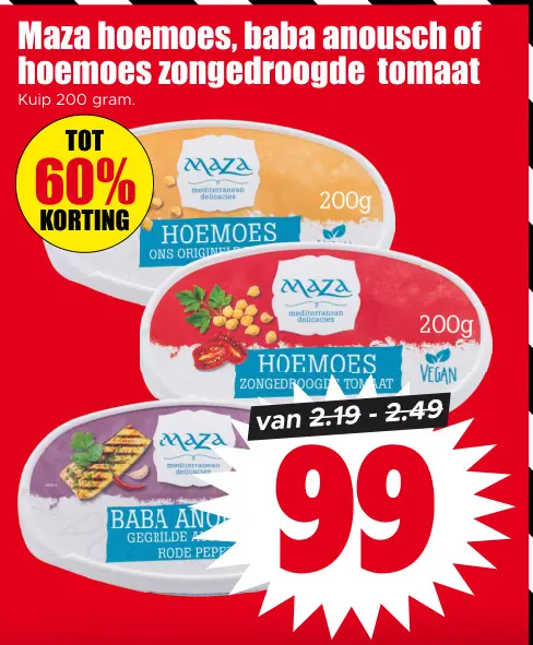 Aanbieding: Hoemoes, Baba Anoush of Hoemoes Zongedroogde Tomaat
