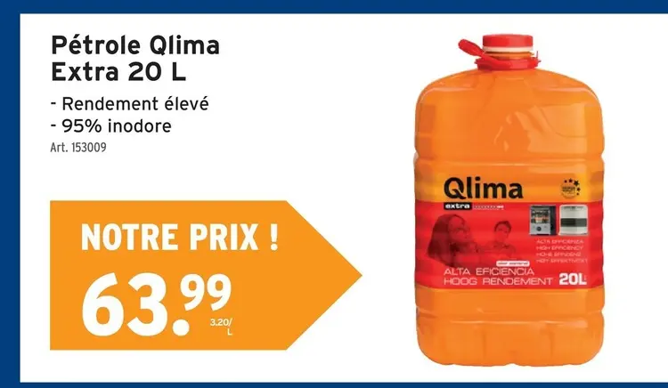 Offre: Pétrole Qlima Extra 20 L