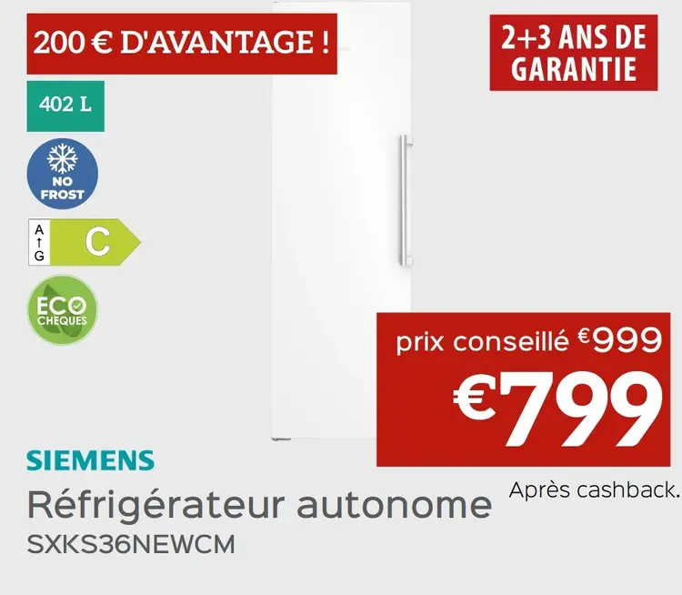 Offre: Réfrigérateur autonome