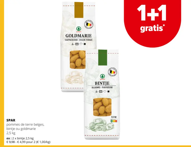 Offre: pommes de terre belges, bintje ou goldmarie