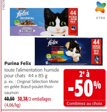 Offre: Purina Felix toute l'alimentation humide pour chats