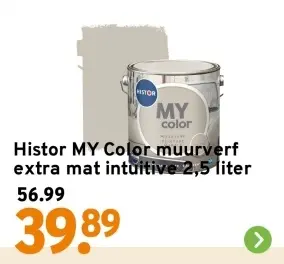 Aanbieding: MY Color muurverf extra mat intuitive 2,5 liter