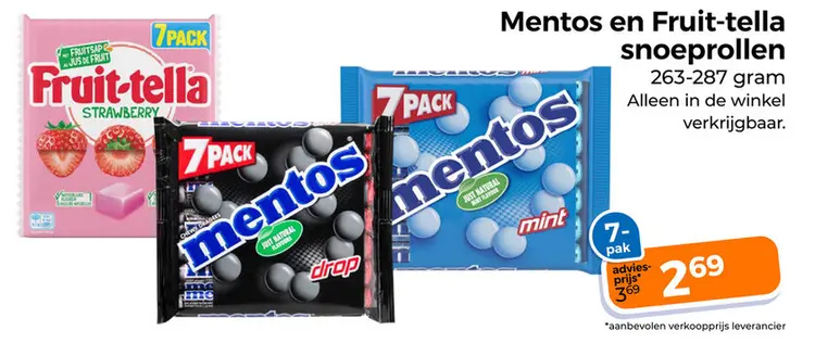 Aanbieding: Mentos en Fruit-tella snoeprollen