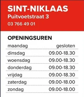Promotie: Openingsuren Sint-Niklaas