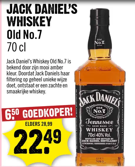 Aanbieding: JACK DANIEL'S WHISKEY Old No.7