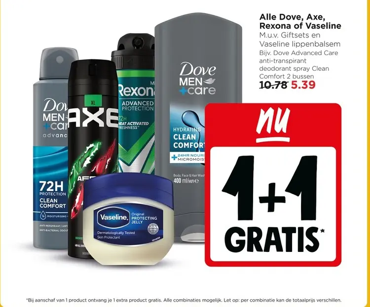 Aanbieding: Alle Dove, Axe, Rexona of Vaseline