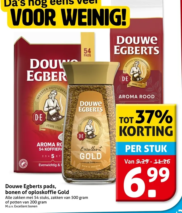 Aanbieding: Douwe Egberts pads, bonen of oploskoffie Gold