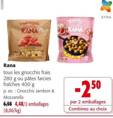 Offre: gnocchis frais ou pâtes farcies fraîches