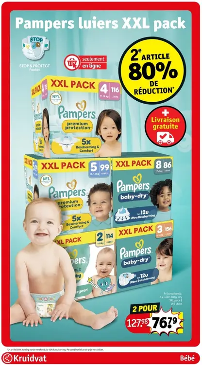 Offre: Pampers luiers XXL pack